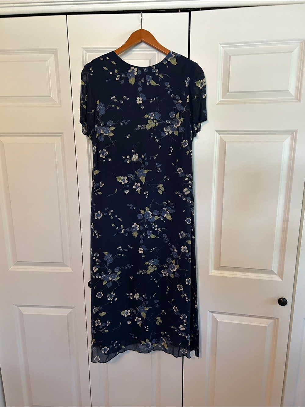 Talbots Navy Floral Midi Dress